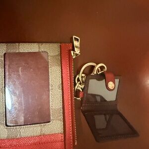Coach Red and Brown Key & Card Holder
